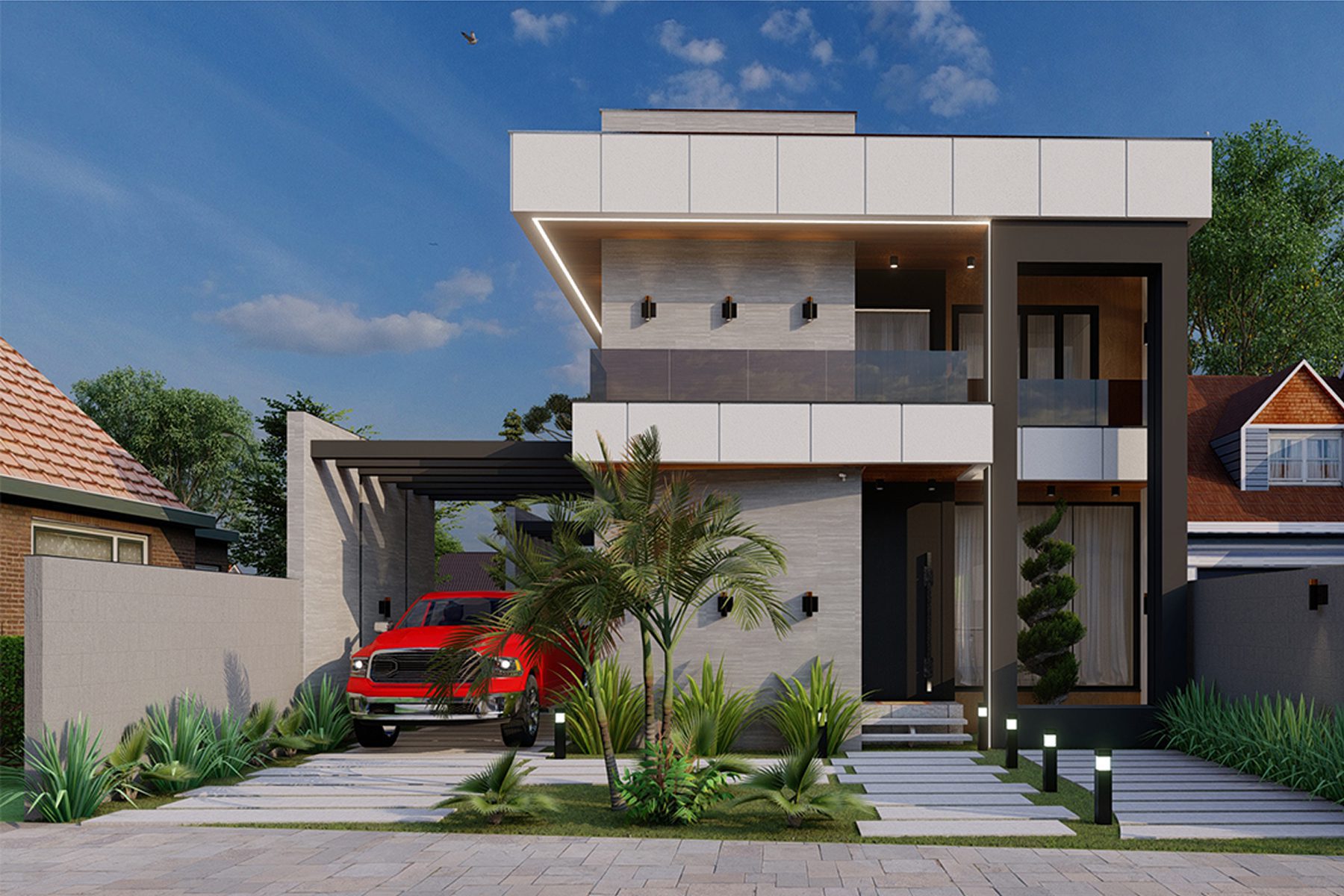 Projeto de arquitetura destinado a área de galeria referente a sessão de projetos de fachadas