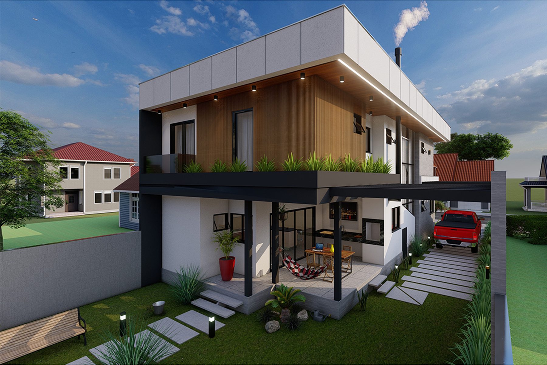 Projeto de arquitetura destinado a área de galeria referente a sessão de projetos de fachadas